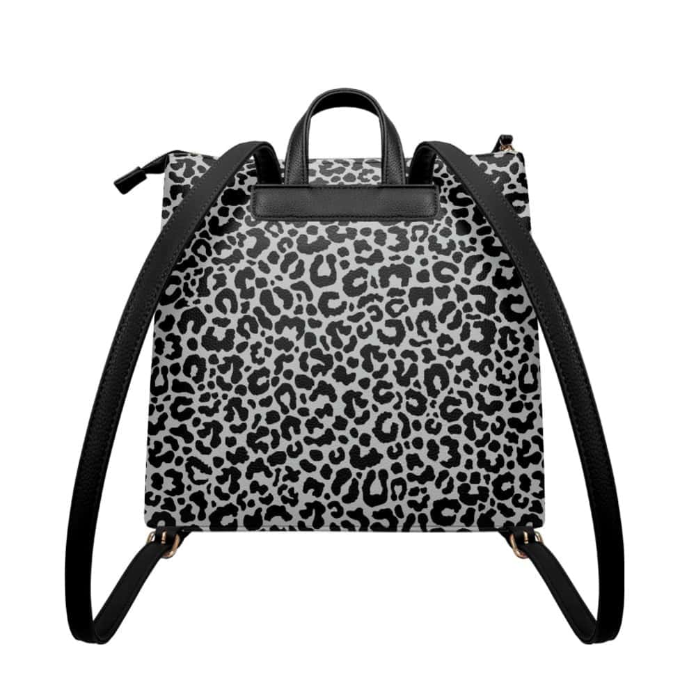 Gray Leopard PU Leather Backpack Purse - $64.99 - Free