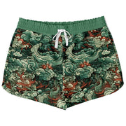 Green Waves Athletic Loose Shorts
