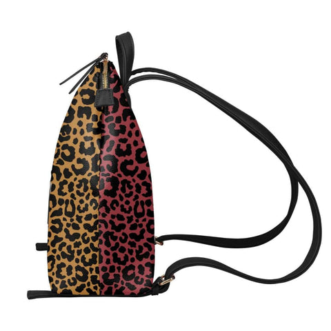 Inca Gold and Scarlet Sage Leopard PU BackPack Purse