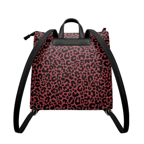 Inca Gold and Scarlet Sage Leopard PU BackPack Purse