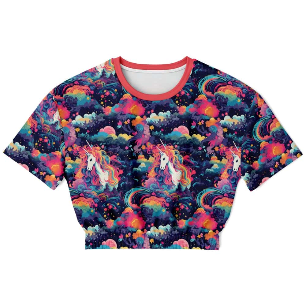 Japanese Unicorn Athletic Cropped Short Sleeve Sweatshirt