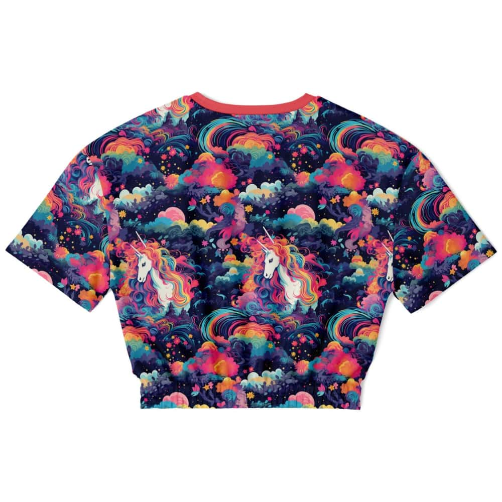 Japanese Unicorn Athletic Cropped Short Sleeve Sweatshirt