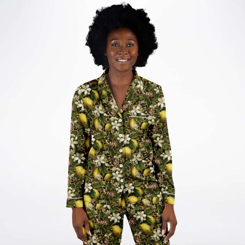 Lemon Garden Leopard Satin Pajamas