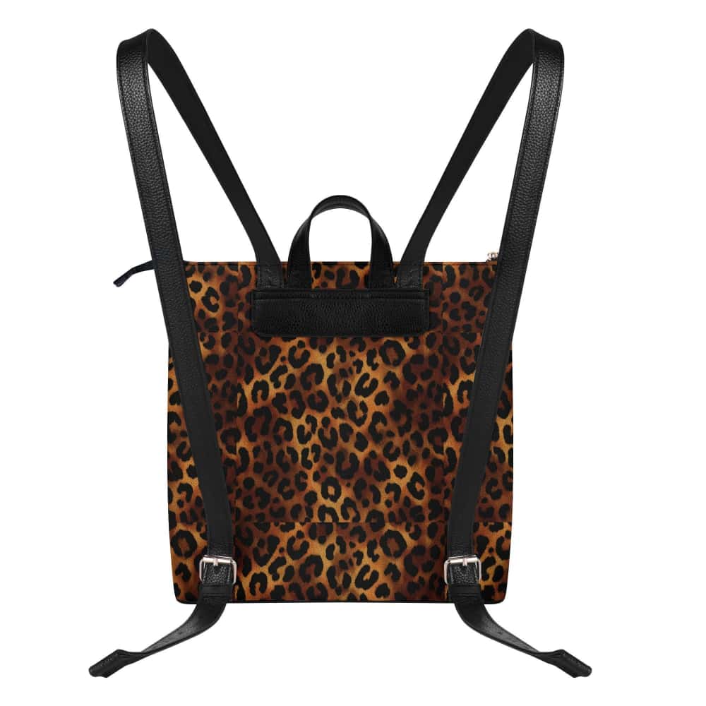 Leopard PU Leather Leisure Backpack – Golden Tan Everyday Luxe
