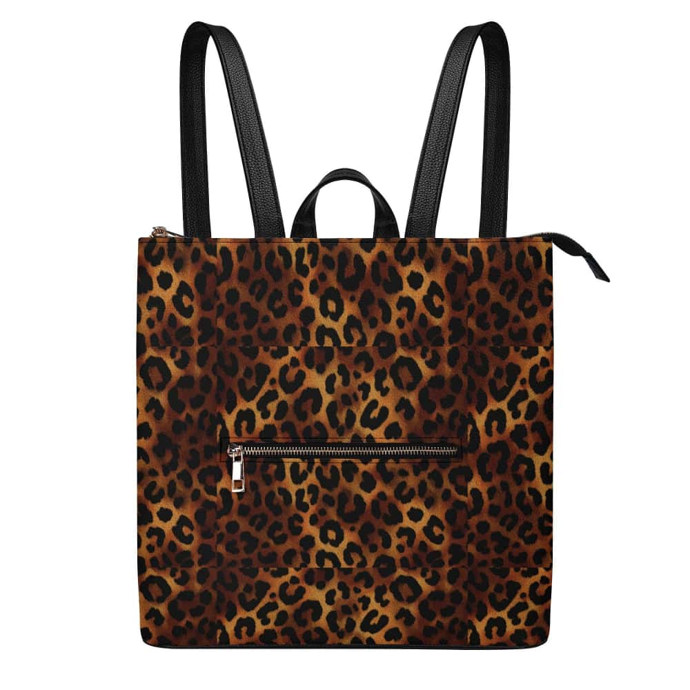 Leopard PU Leather Leisure Backpack – Golden Tan Everyday Luxe