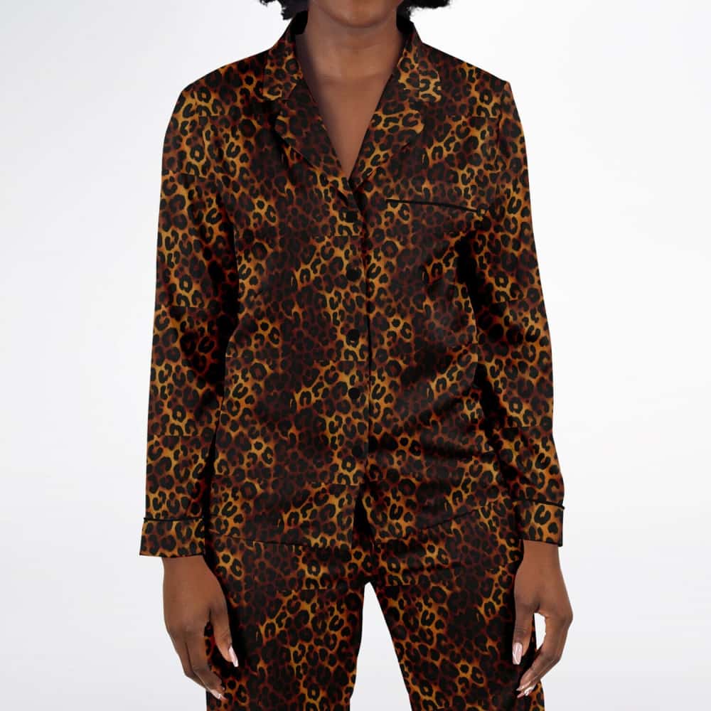 Leopard Satin Pajamas Set
