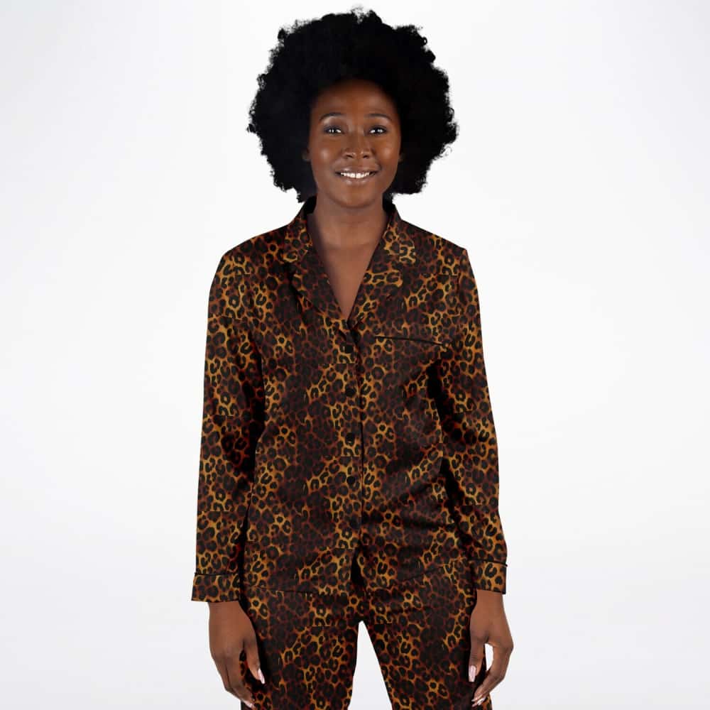 Leopard Satin Pajamas Set