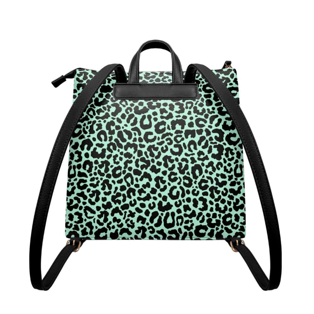 Mint Leopard PU Leather Backpack Purse - $64.99 - Free