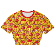 Mushrooms Athletic Cropped Short Sleeve Sweatshirt