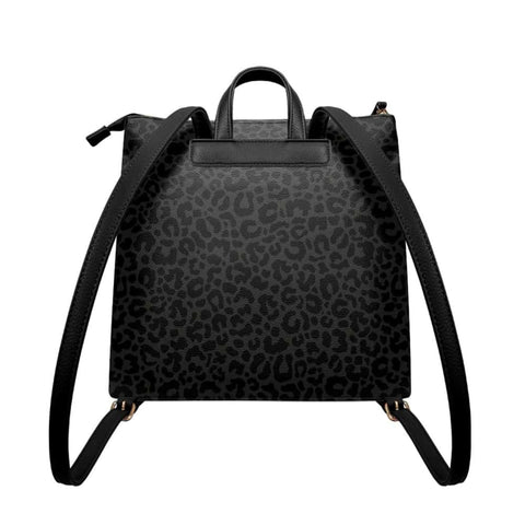 Nebulosity and Pink Yarrow Leopard PU Leather Backpack