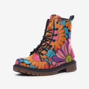 Orange flowers 70's Vegan Leather Boots