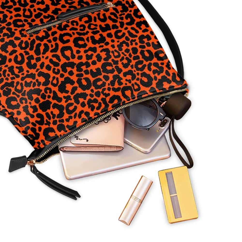Orange Leopard PU Leather Backpack Purse - $64.99 - Free