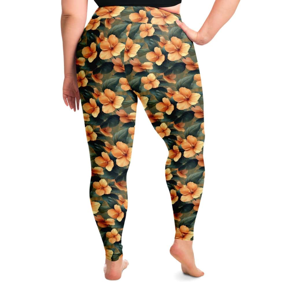 Peach Flowers Plus Size Legging - $59.99 - Free Shipping