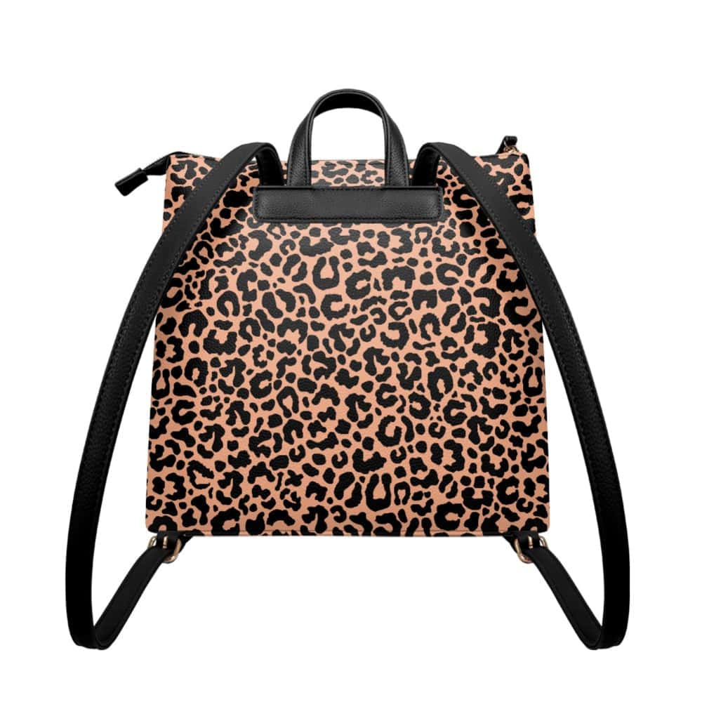 Peach Leopard PU Leather Backpack Purse - $64.99 - Free