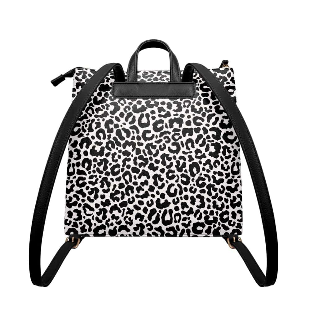 Pearly White Leopard PU Leather Backpack Purse - $64.99