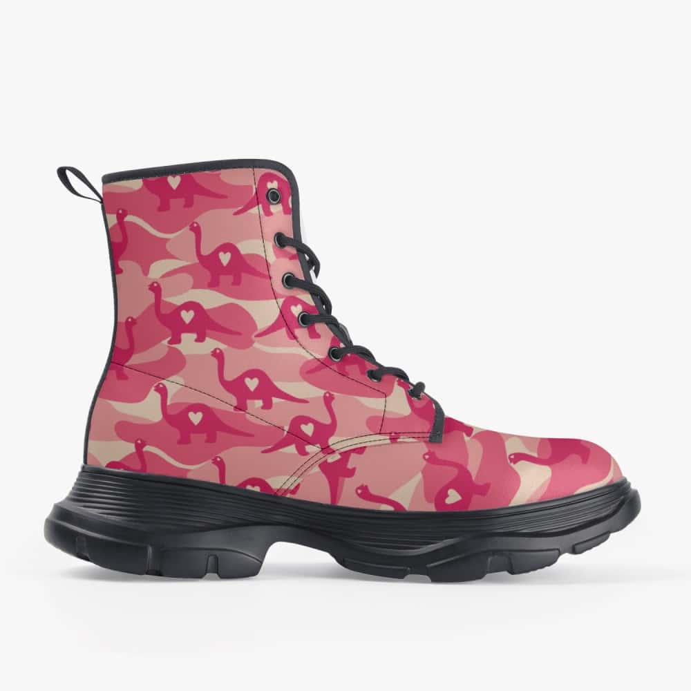 Pink Dino Vegan Leather Chunky Boots - $84.99 - Free