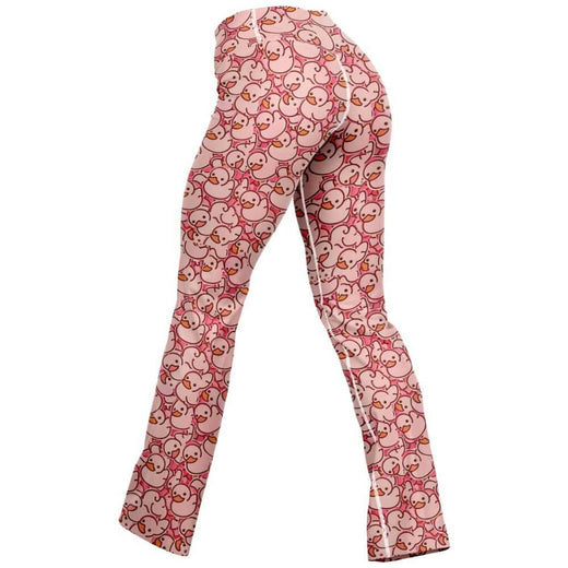 Pink Duck Crowd Flare Leggings