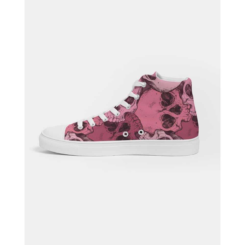 Pink Love Skulls Hightop Canvas Shoes - $74.99 - Free