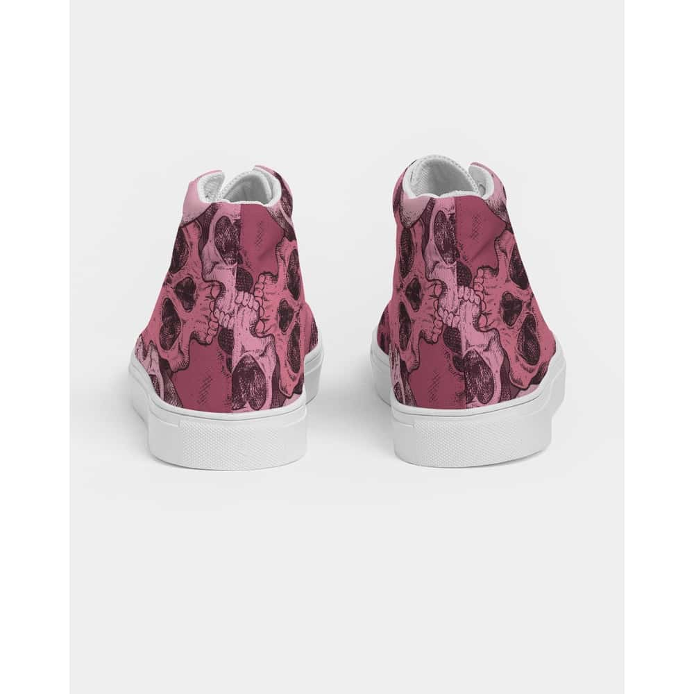 Pink Love Skulls Hightop Canvas Shoes - $74.99 - Free