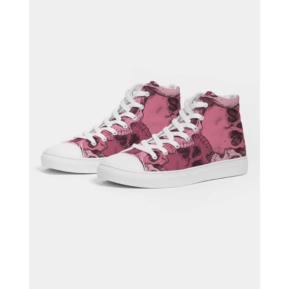 Pink Love Skulls Hightop Canvas Shoes - $74.99 - Free