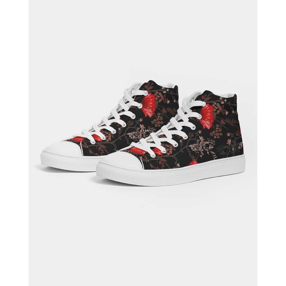 Poppy Flowers Hightop Canvas Shoes - $74.99 - Free Shipping