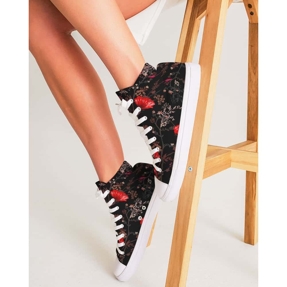 Poppy Flowers Hightop Canvas Shoes - $74.99 - Free Shipping