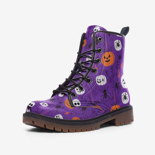 Pumpkin and Spiders Vegan Leather Boots