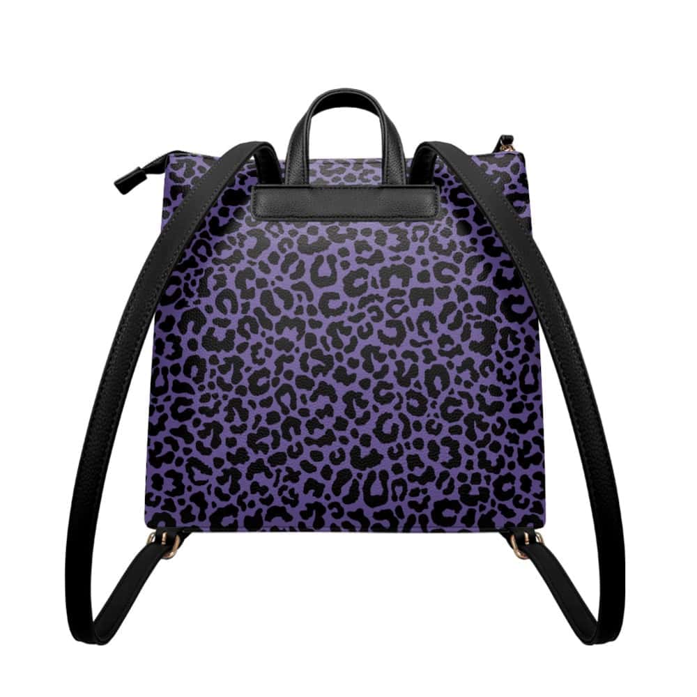 Purple Leopard Print PU Backpack Purse - $64.99 - Free