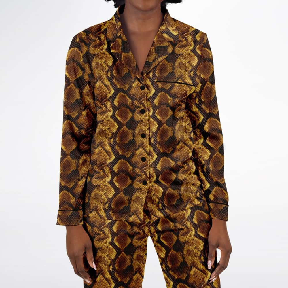 Python Satin Pajama Set – Natural Scaled Luxe