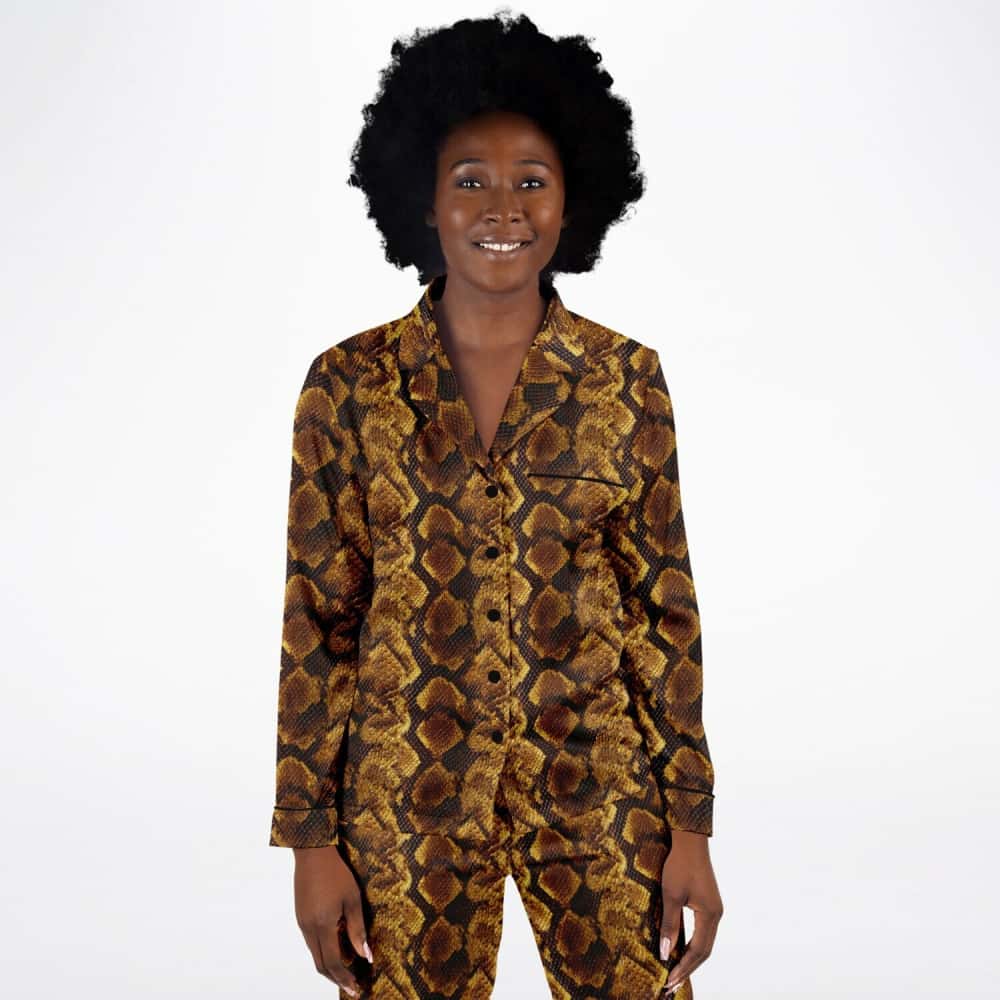 Python Satin Pajama Set – Natural Scaled Luxe