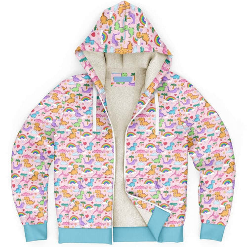 Rainbow Dino Dreams Microfleece Hoodie