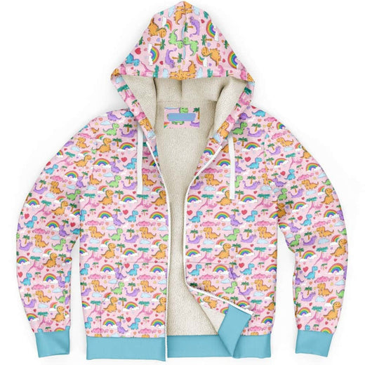 Rainbow Dino Dreams Microfleece Hoodie