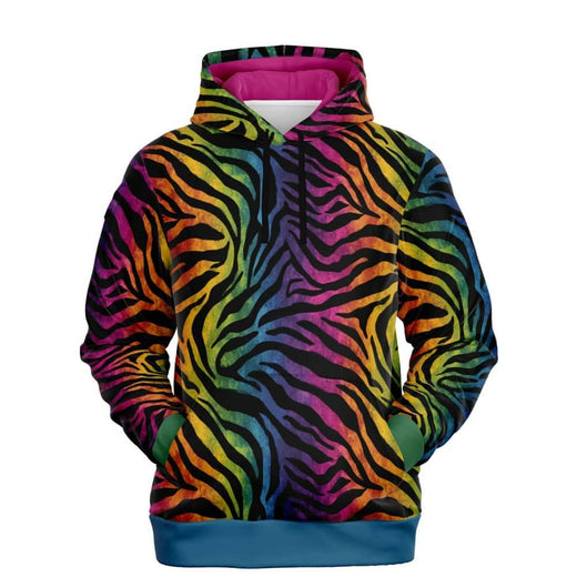 Rainbow Riot Zebra Fashion Pullover Hoodie