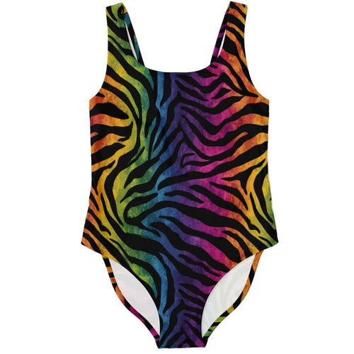 Rainbow Riot Zebra One-Piece Swimsuit