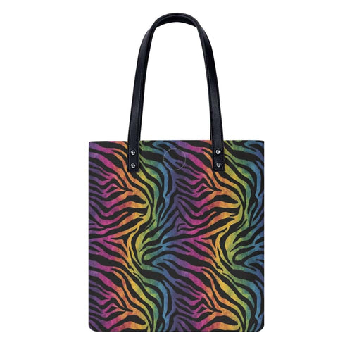 Rainbow Riot Zebra PU Leather Shoulder Bag