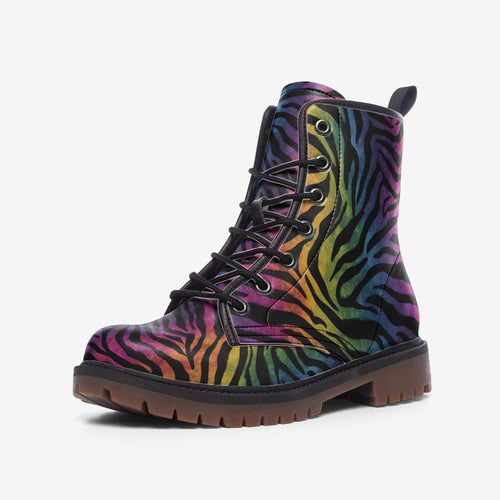Rainbow Riot Zebra Vegan Leather Boots