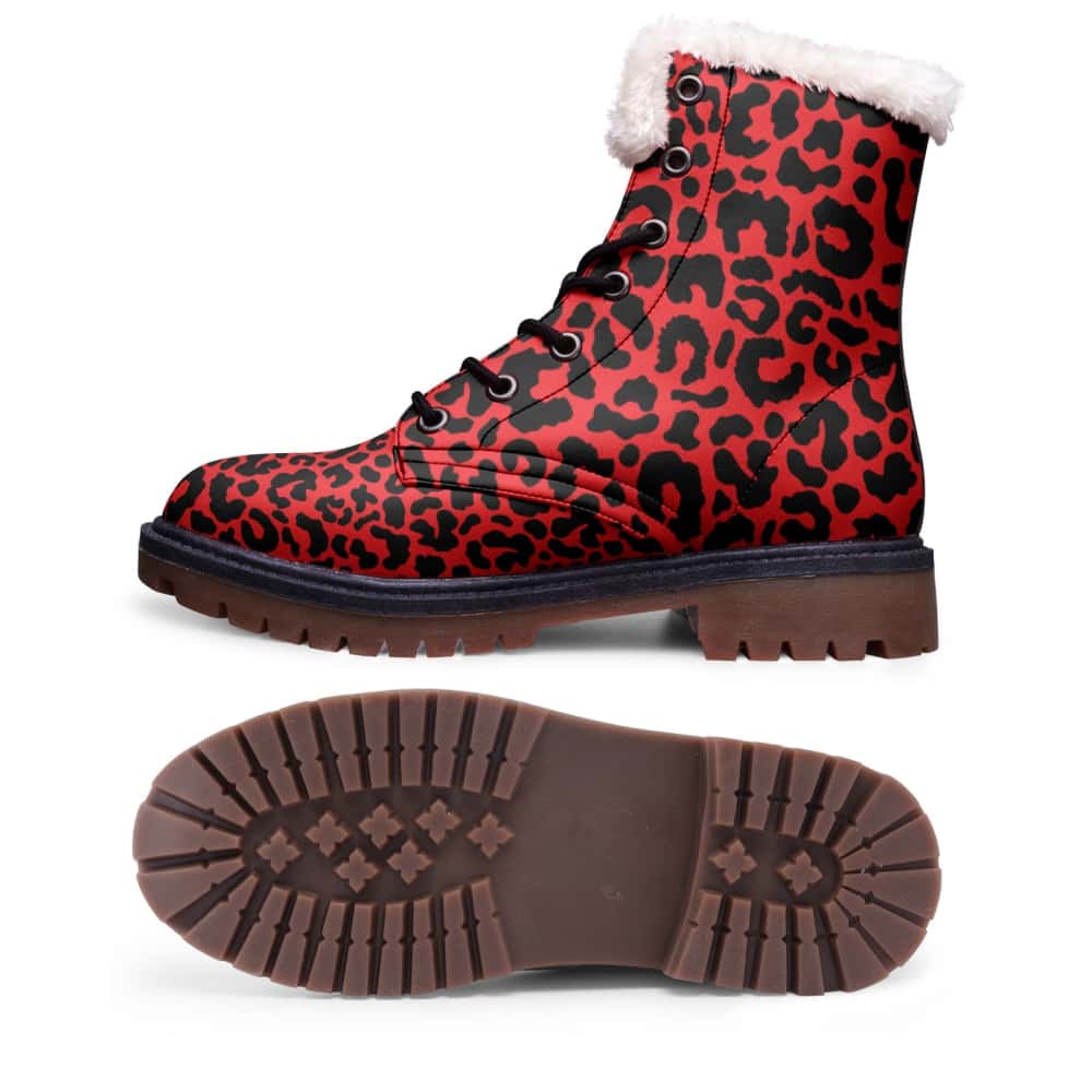 Red Leopard Print Fur Chukka Boots - $119.99 - Free Shipping