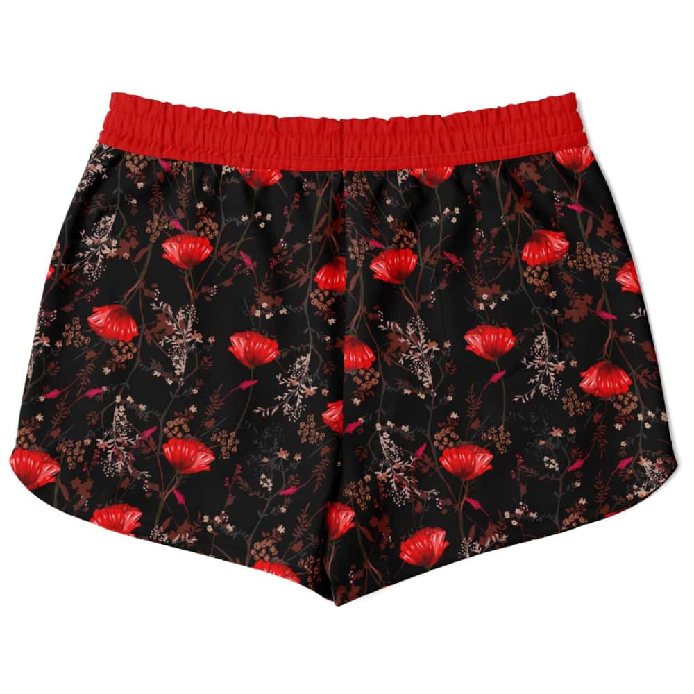 Red Poppy Flowers Athletic Loose Shorts - $44.99 - Free