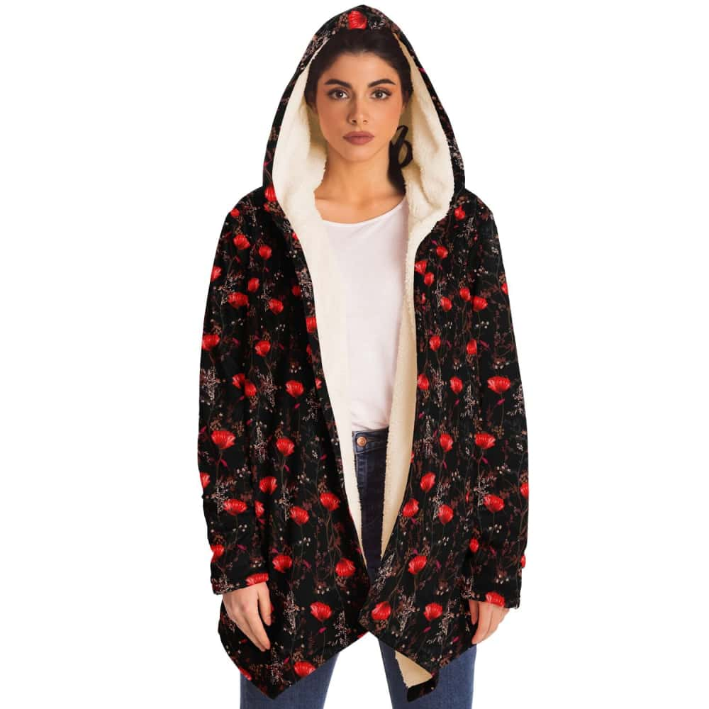 Red Poppy Flowers Microfleece Cloak - $119.99 - Free