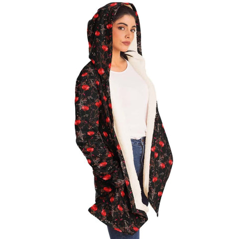 Red Poppy Flowers Microfleece Cloak - Free Shipping