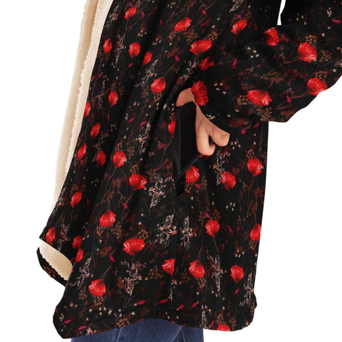 Red Poppy Flowers Microfleece Cloak - Free Shipping