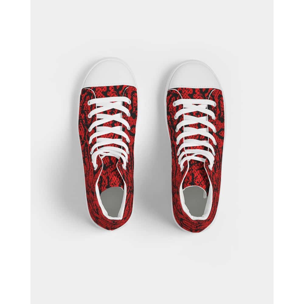 Red Snakeskin Pattern Hightop Canvas Shoes - $74.99 - Free