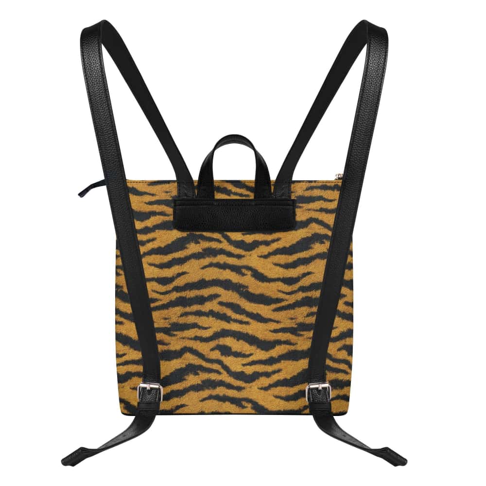 Tiger PU Leather Leisure Backpack – Amber Stripe Luxe