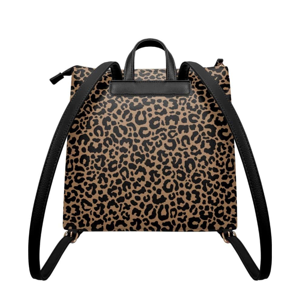 Toffee Leopard PU Leather Backpack Purse - $64.99 - Free