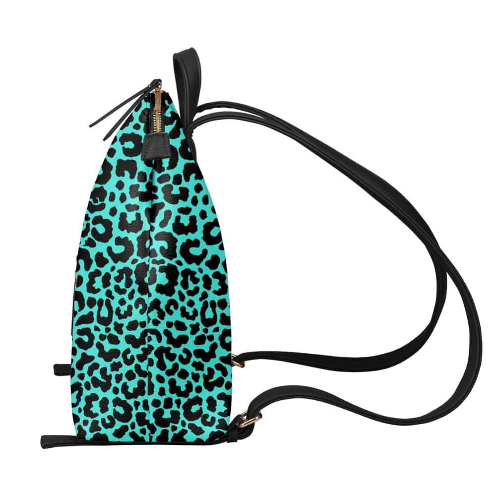 Turquoise Leopard PU Leather Backpack Purse - $64.99 - Free