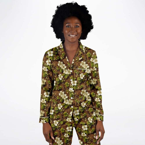 Vanilla Blossom Leopard Satin Pajamas