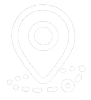 White location pin icon with black pixelated design