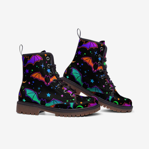 Bats and Stars Vegan Leather Boots - Free Shipping