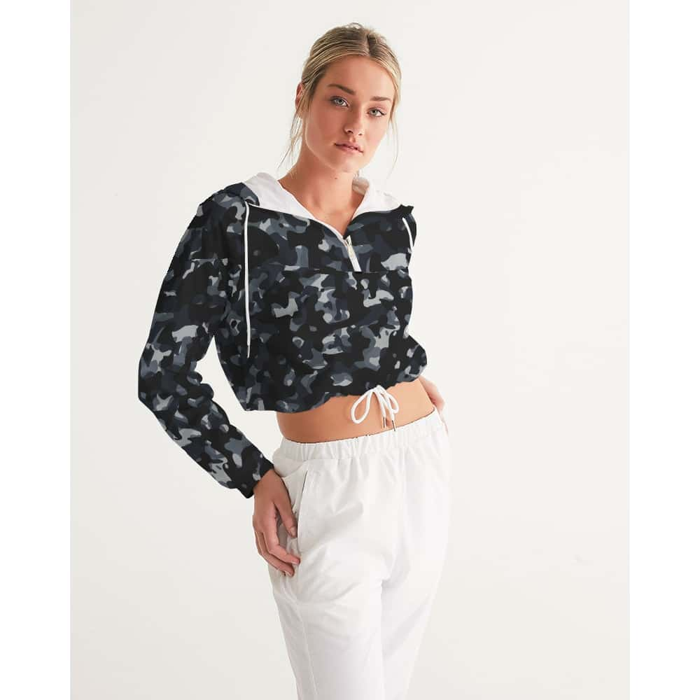 Black and Grey Camo Cropped Windbreaker - $64.99 Free