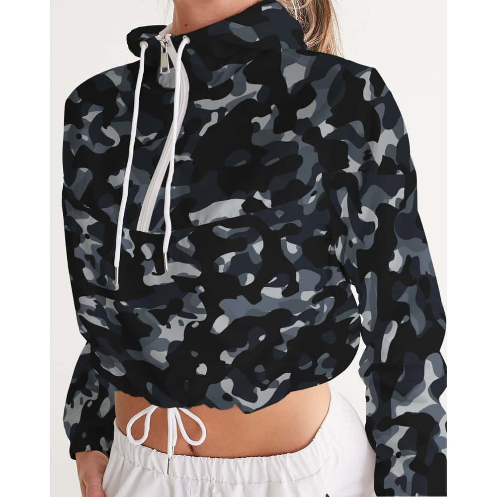 Black and Grey Camo Cropped Windbreaker - $64.99 Free